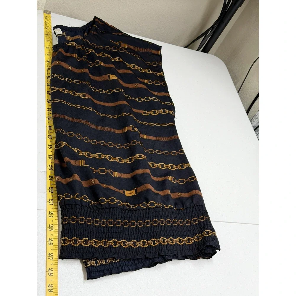 Michael Kors Top Womens 2X Navy Chain Belt Off the‎ Shoulder Equestrian Sheer